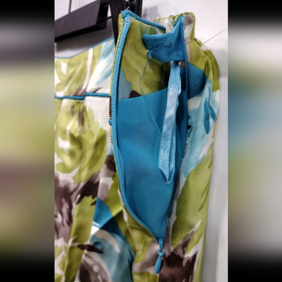 NWT Talbots 100% Silk Watercolor Floral Skirt Womens 22WP Bule Green Artsy Retro - Picture 4 of 10